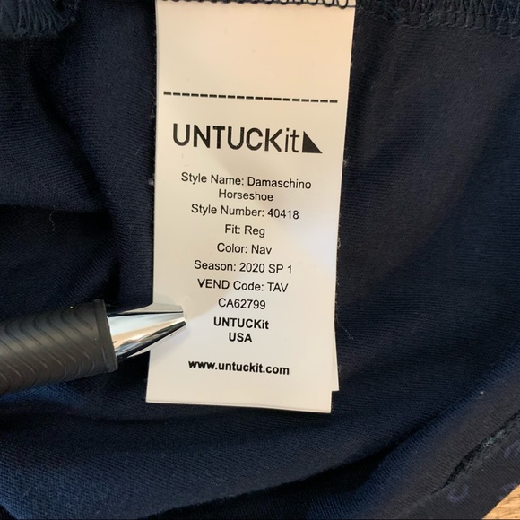 UNTUCKit Men’s Navy Damaschino Horseshoe Polo Large - Picture 3 of 5